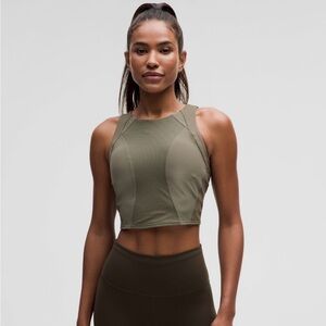NWT Lululemon Mesh Panelled Training Tank Top Army Green Size 10
